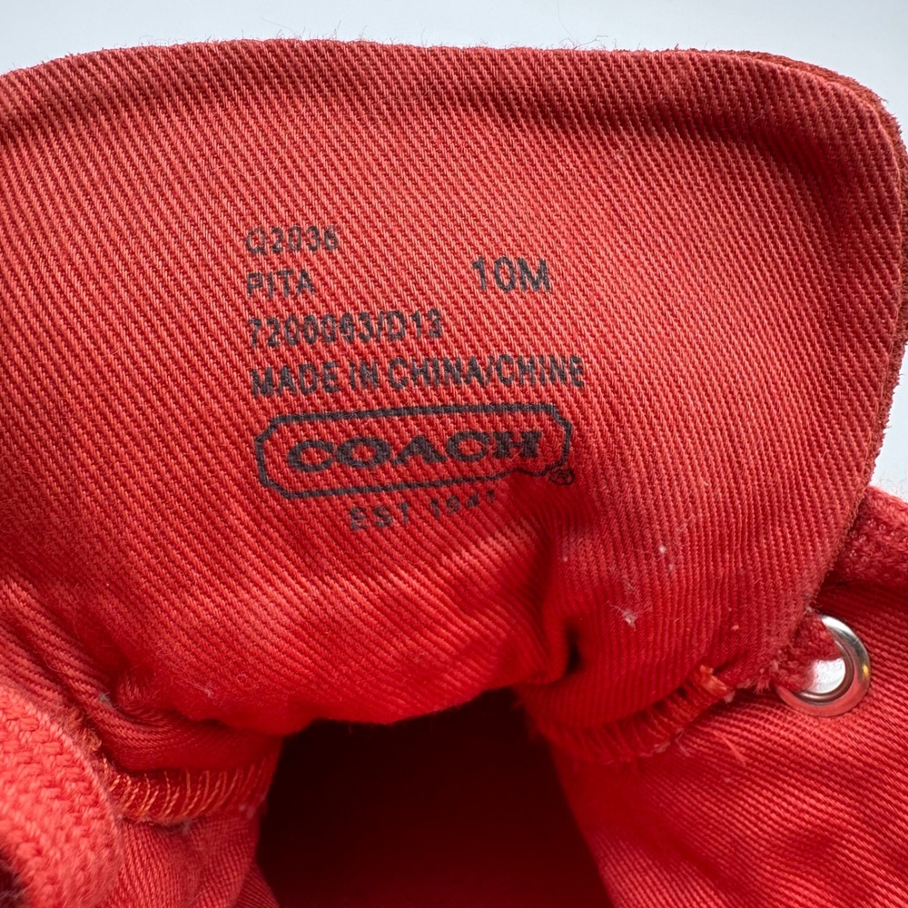 Coach Pita Red Suede Canvas Signature‎ High Top Sneakers Women's Size 10M - Picture 6 of 6